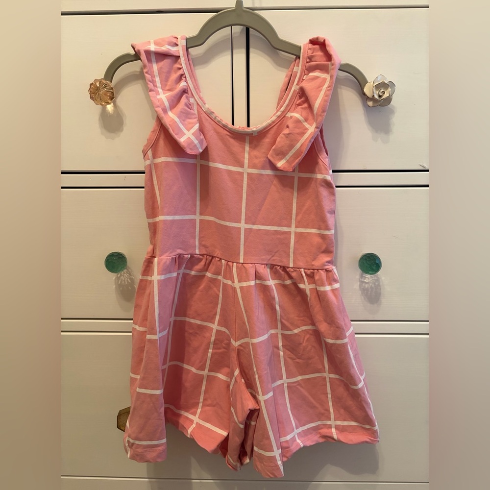 Monica & Andy Flowy Romper Pink White Stripe Size 8